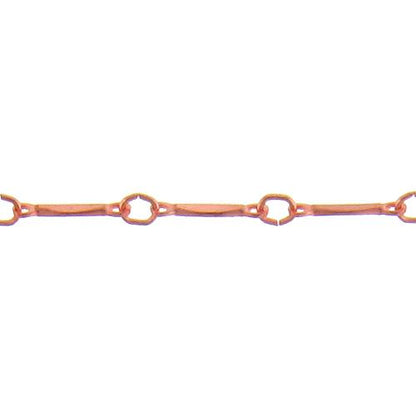 Copper 2.45mm Width by 3.05mm Length Smooth Oval Link Followed by 1.70mm Width by 8.90mm Length Dapped Bar, Bar Chain. Price per: 1 Foot.