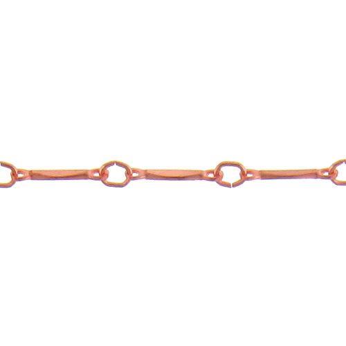 Copper 2.45mm Width by 3.05mm Length Smooth Oval Link Followed by 1.70mm Width by 8.90mm Length Dapped Bar, Bar Chain. Price per: 1 Foot.