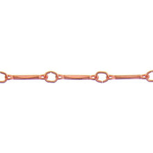 Load image into Gallery viewer, Copper 2.45mm Width by 3.05mm Length Smooth Oval Link Followed by 1.70mm Width by 8.90mm Length Dapped Bar, Bar Chain. Price per: 1 Foot.
