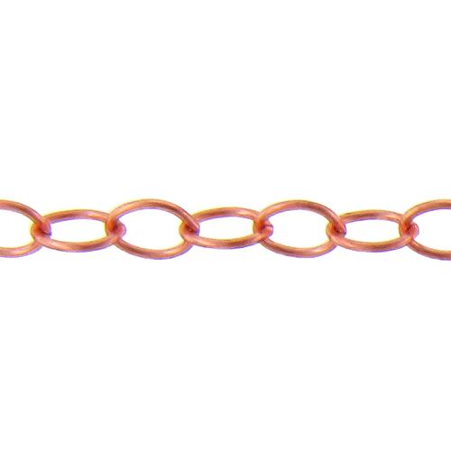 Copper 4.70mm Width by 6.30mm Length, Smooth Oval Cable Chain. Price per: 1 Foot.