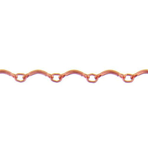 Copper 1.00mm Width by 7.75mm Length Curved Bar Link Followed by 2.50mm Width by 3.0mm Length Smooth Oval Link, Bar Chain. Price per: 1 Foot.