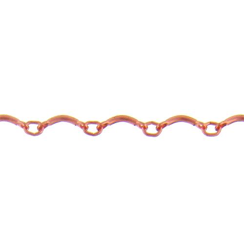 Copper 1.00mm Width by 7.75mm Length Curved Bar Link Followed by 2.50mm Width by 3.0mm Length Smooth Oval Link, Bar Chain. Price per: 1 Foot.