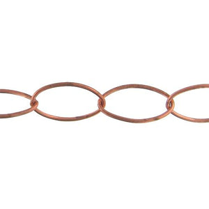 Copper 10.4mm Width by 18.1mm Length, Smooth Elongated Cable Chain. Price per: 1 Foot.