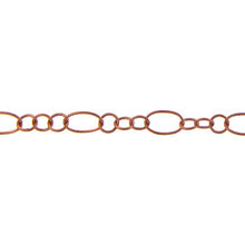 Load image into Gallery viewer, Copper 6.8mm Width by 11.3mm Length Large Oval Link Connected to Three of 5.64mm Width / Length Small Circle Links, Smooth Long and Short Chain. Price per: 1 Foot.
