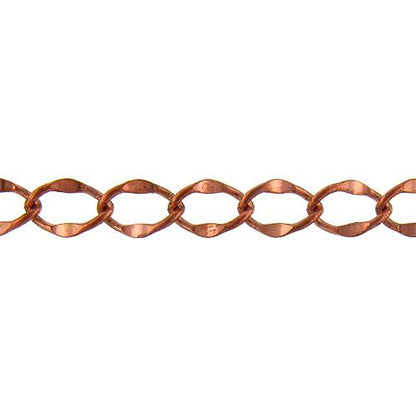 Copper 13.25mm Width by 19.85mm Length, Dapped Curb Chain. Price per: 1 Foot.