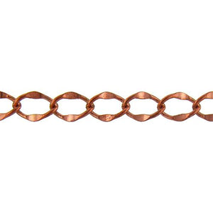 Copper 13.25mm Width by 19.85mm Length, Dapped Curb Chain. Price per: 1 Foot.