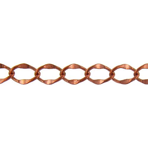 Copper 13.25mm Width by 19.85mm Length, Dapped Curb Chain. Price per: 1 Foot.