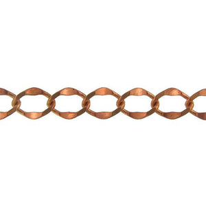 Copper 12.1mm Width by 16.2mm Length, Diamond Cut Curb Chain. Price per: 1 Foot.