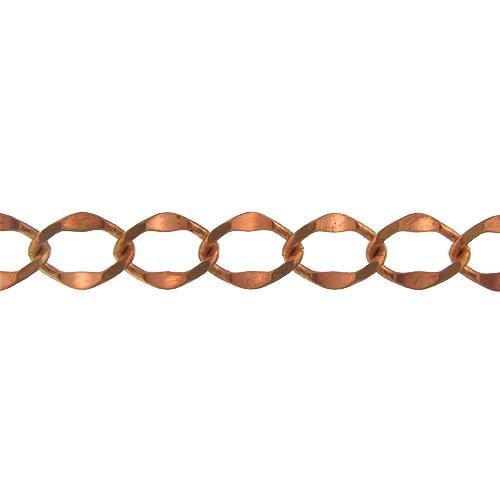 Copper 12.1mm Width by 16.2mm Length, Diamond Cut Curb Chain. Price per: 1 Foot.