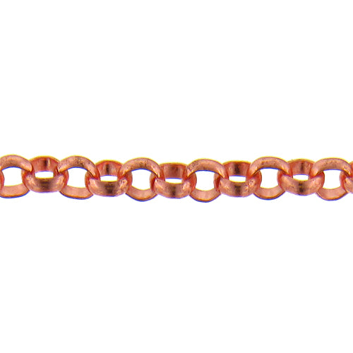 Copper 4.40mm Width / Length, Circle Rolo Chain. Price per: 1 Foot.