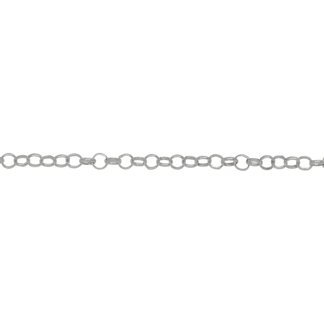 Chain by Foot. Sterling Silver 2.22mm Width / Length, Circle Rolo Chain. Price per: 1 Foot.