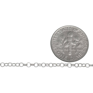 Sterling Silver 2.22mm Width / Length, Circle Rolo Chain. Price per: 1 Foot.