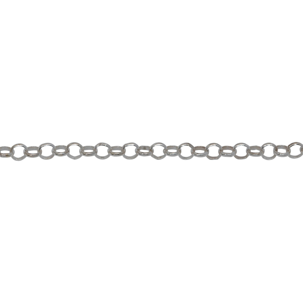 Chain by Foot. Sterling Silver 2.40mm Width / Length, Circle Rolo Chain. Price per: 1 Foot.