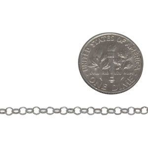 Sterling Silver 2.40mm Width / Length, Circle Rolo Chain. Price per: 1 Foot.