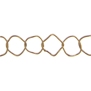 Brass 16.10mm Width by 16.35mm Length Smooth Popcorn Link, Popcorn Chain. Price per: 1 Foot.