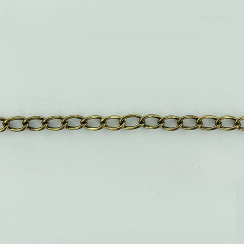 Brass Oxidized 3.25mm Width by 5.4mm Length, Curb Chain. Price per: 1 Foot.