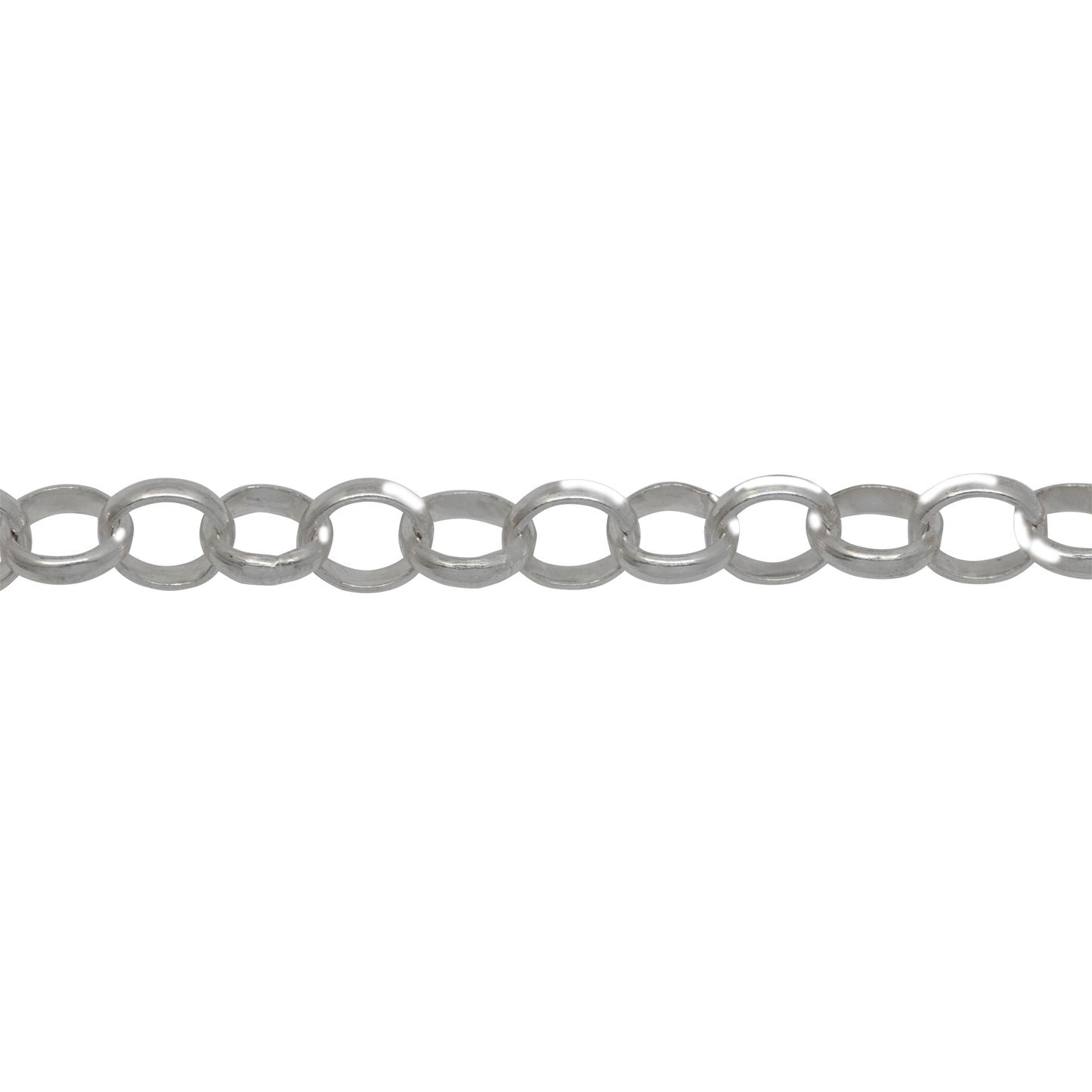 Sterling Silver 5.0mm Width / Length, Circle Rolo Chain. Price per: 1 Foot.