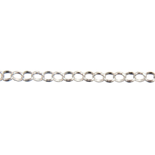 Sterling Silver 2.23mm Width by 2.40mm Length, Diamond Cut Rolo Chain. Price per: 1 Foot.