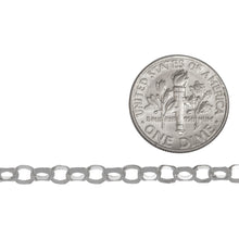 Load image into Gallery viewer, Sterling Silver 3.7mm Width by 4.2mm Length, Diamond Cut Oval Rolo Chain. Price per: 1 Foot.
