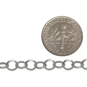 Sterling Silver 5.30mm Width / Length, Diamond Cut Rolo Chain. Price per: 1 Foot.