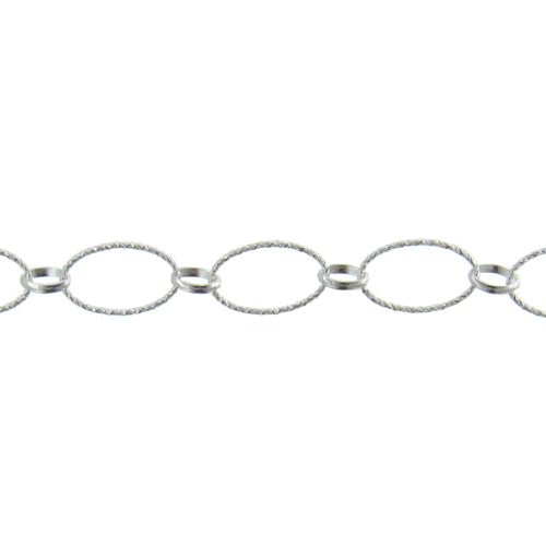 Sterling Silver 15.70mm Width / Length Diamond Cut Large Circle Link Followed by 10.40mm Width / Length Diamond Cut Small Circle Link, Circle Chain. Price per: 1 Foot.