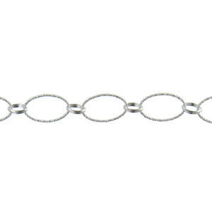 Sterling Silver 15.70mm Width / Length Diamond Cut Large Circle Link Followed by 10.40mm Width / Length Diamond Cut Small Circle Link, Circle Chain. Price per: 1 Foot.