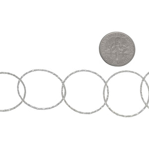 Sterling Silver 22.75mm Width / Length Diamond Cut Circle Chain. Price per: 1 Foot.