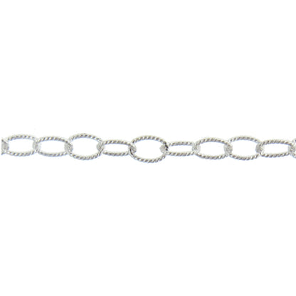 Sterling Silver 3.45mm Width by 5.10mm Length, Twisted Cable Chain. Price per: 1 Foot.
