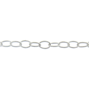 Sterling Silver 3.45mm Width by 5.10mm Length, Twisted Cable Chain. Price per: 1 Foot.