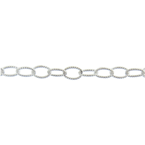 Sterling Silver 3.45mm Width by 5.10mm Length, Twisted Cable Chain. Price per: 1 Foot.