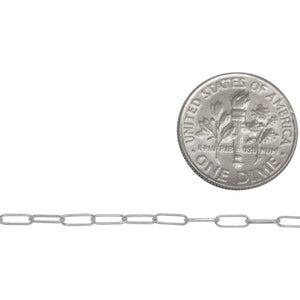 Sterling Silver 1.9mm width by 5.31mm length, Elongated Cable Chain. Price per: 1 Foot.