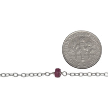 Load image into Gallery viewer, Sterling Silver 1.95mm Width by 2.60mm Length Smooth Cable Chain, Followed by 4.65mm Width by 2.72mm Length Natural Hand Cut Pink Tourmaline Gem Stone Every 2 Inches, Gem Stone Chain. Price per: 1 Inch.
