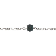 Load image into Gallery viewer, Chain by Foot. Sterling Silver 1.95mm Width by 2.60mm Length Smooth Cable Chain, Followed by 6.52mm Width by 4.75mm Length Natural Hand Cut Emerald (Dyed) Gem Stone Every 2 Inches, Gem Stone Chain. Price per: 1 Inch.
