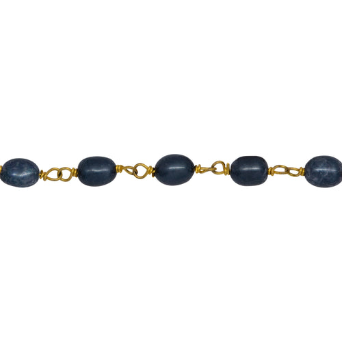 Chain by Foot. Brass Gold Plated 3.85mm Width by 5.60mm Length Peacock Rice Pearl Chain. Price per: 1 Inch.