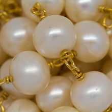 Load image into Gallery viewer, Brass Gold Plated 8.20mm Width by 7.92mm Length White Pearl Chain. Price per: 1 Inch.
