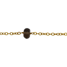 Load image into Gallery viewer, Chain by Foot. Sterling Silver Gold Plated 1.95mm Width by 2.40mm Length Smooth Cable Chain, Followed by 6.55mm Width by 4.30mm Length Natural Hand Cut Smoky Topaz Gem Stone Every 2 Inches, Gem Stone Chain. Price per: 1 Inch.
