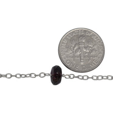 Load image into Gallery viewer, Sterling Silver 1.95mm Width by 2.80mm Length Smooth Cable Chain, Followed by 8.05mm Width by 5.22mm Length Natural Hand Cut Garnet Gem Stone Every 2 Inches, Gem Stone Chain. Price per: 1 Inch.
