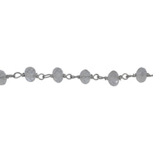 Load image into Gallery viewer, Chain by Foot. Brass Silver Plated 4.50mm Width by 3.35mm Length Natural Hand Cut Clear Crystal Stone, Gem Stone Chain. Price per: 1 Inch.
