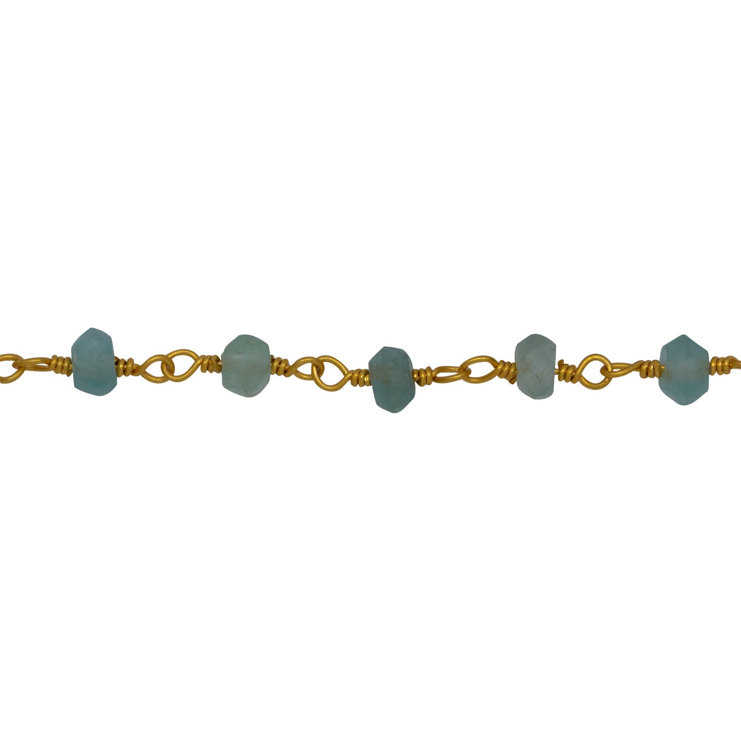 Chain by Foot. Brass Gold Plated 2.98mm Width by 1.95mm Length Natural Hand Cut Teal Apatite Stone, Gem Stone Chain. Price per: 1 Inch.
