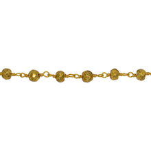 Load image into Gallery viewer, Chain by Foot. Brass Gold Plated 3.20mm Width by 2.85mm Length Natural Hand Cut Golden Color Pyrite Stone, Gem Stone Chain. Price per: 1 Inch.
