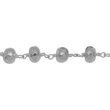 Load image into Gallery viewer, Chain by Foot. Brass Silver Plated 6.50mm Width by 4.85mm Length Silver Color Pyrite Stone, Gem Stone Chain. Price per: 1 Inch.
