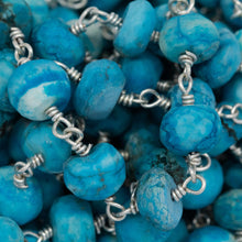 Load image into Gallery viewer, Brass Silver Plated 6.25mm Width by 4.30mm Length Natural Hand Cut Turquoise Stone, Gem Stone Chain. Price per: 1 Inch.
