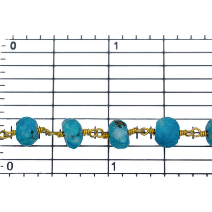 Brass Gold Plated 6.25mm Width by 4.30mm Length Natural Hand Cut Turquoise Stone, Gem Stone Chain. Price per: 1 Inch.