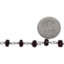 Load image into Gallery viewer, Brass Silver Plated 5.7mm Width by 3.6mm Length Natural Hand Cut Garnet Stone, Gem Stone Chain. Price per: 1 Inch.
