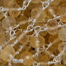 Load image into Gallery viewer, Brass Silver Plated 4.90mm Width by 2.75mm Length Natural Hand Cut Citrine Stone, Gem Stone Chain. Price per: 1 Inch.
