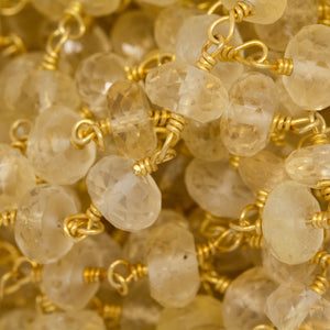 Brass Gold Plated 4.90mm Width by 2.75mm Length Natural Hand Cut Citrine Stone, Gem Stone Chain. Price per: 1 Inch.