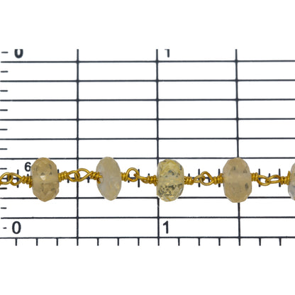 Brass Gold Plated 4.90mm Width by 2.75mm Length Natural Hand Cut Citrine Stone, Gem Stone Chain. Price per: 1 Inch.