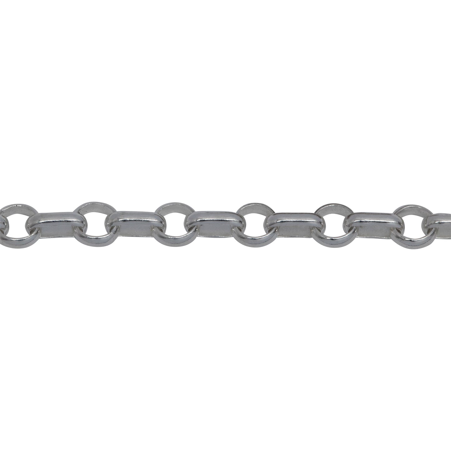 Chain by Foot. Sterling Silver 4.05mm Width / Length Circle Link Followed by 2.50mm Width by 5.06mm Length Oval Link, Rolo Chain. Price per: 1 Foot.