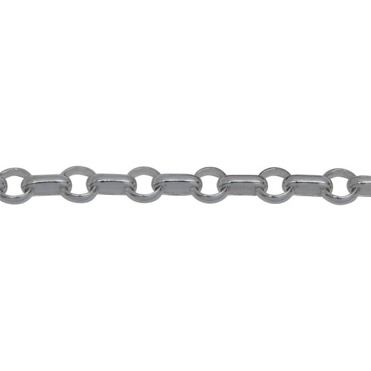 Chain by Foot. Sterling Silver 4.05mm Width / Length Circle Link Followed by 2.50mm Width by 5.06mm Length Oval Link, Rolo Chain. Price per: 1 Foot.
