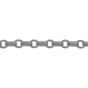Chain by Foot. Sterling Silver 4.05mm Width / Length Circle Link Followed by 2.50mm Width by 5.06mm Length Oval Link, Rolo Chain. Price per: 1 Foot.